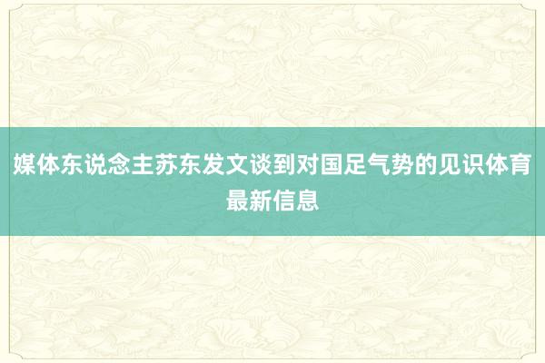 媒体东说念主苏东发文谈到对国足气势的见识体育最新信息