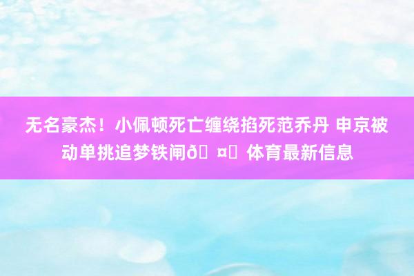 无名豪杰！小佩顿死亡缠绕掐死范乔丹 申京被动单挑追梦铁闸🤐体育最新信息