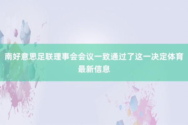 南好意思足联理事会会议一致通过了这一决定体育最新信息