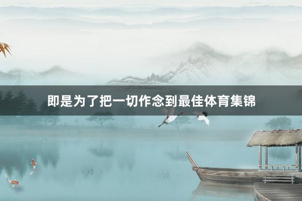 即是为了把一切作念到最佳体育集锦